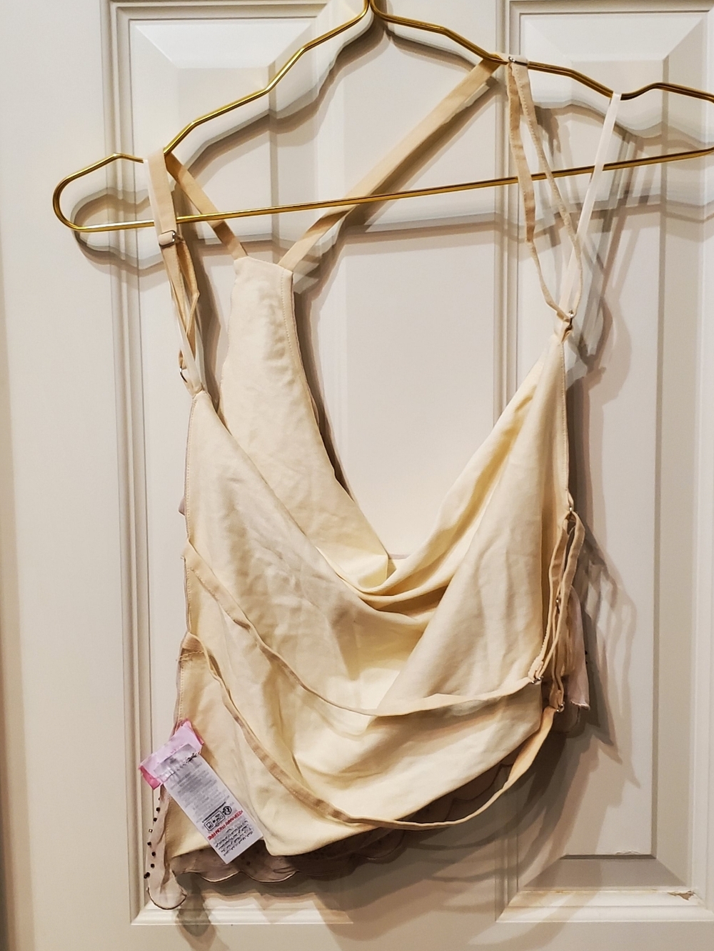 Edikted One-Shoulder Astrid Beaded Backless Floral Crop Top in Beige Size Medium - Picture 7 of 10
